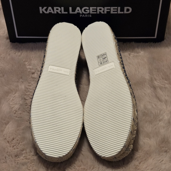 Karl Lagerfeld Paris Women's Michaela embellished espadrille flats in blue denim - Picture 5 of 6